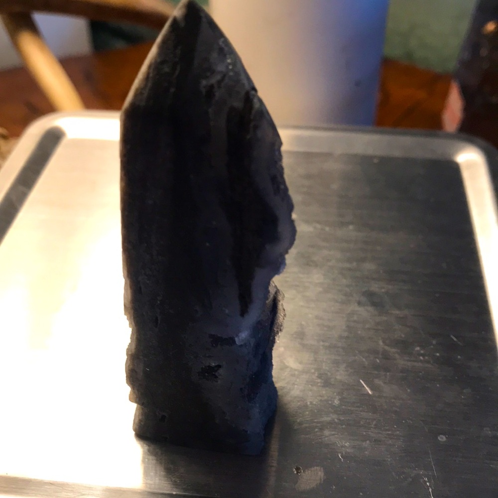 Druzy black agate tower